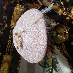 Vintage pink straw hat